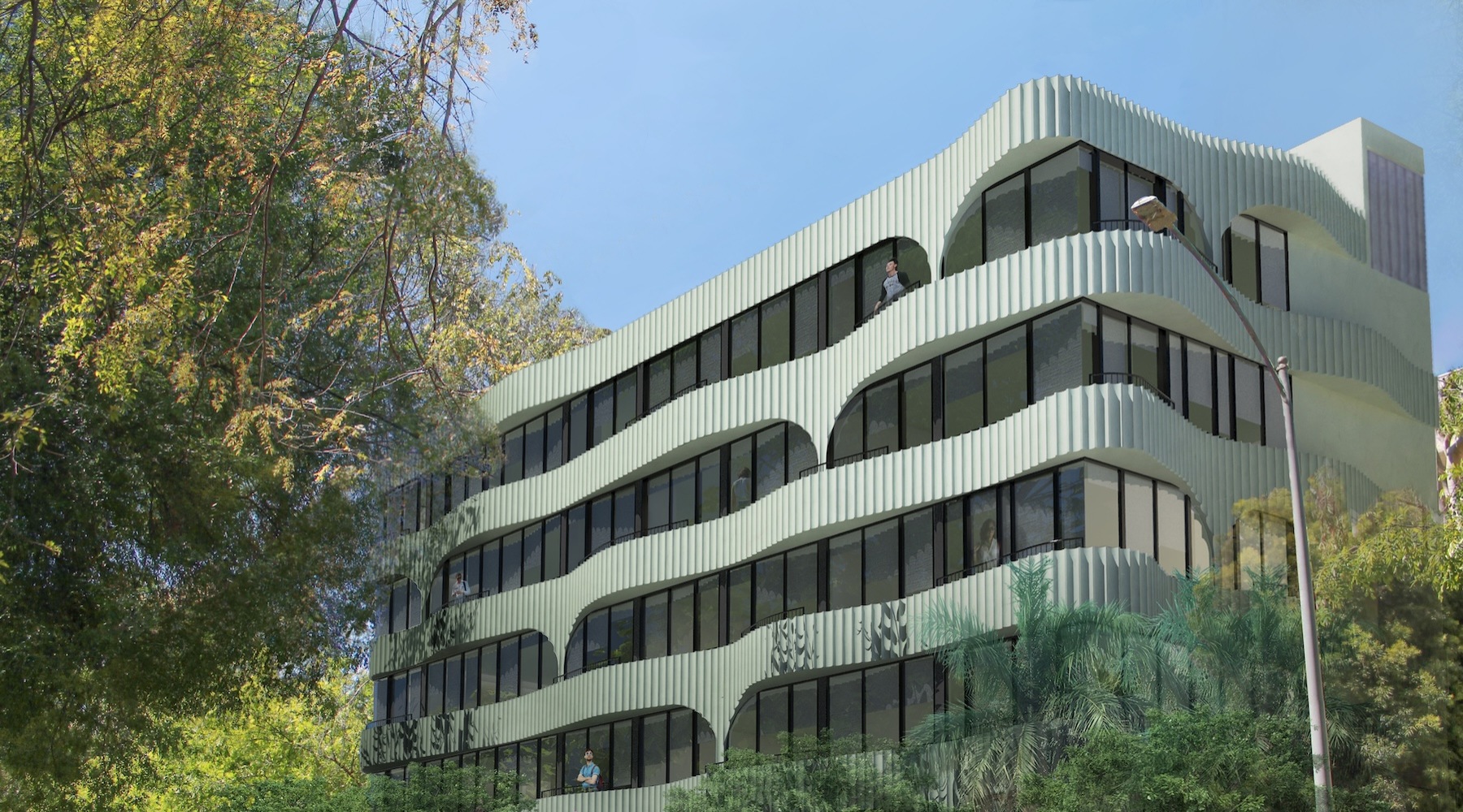 the exterior of the apartment building