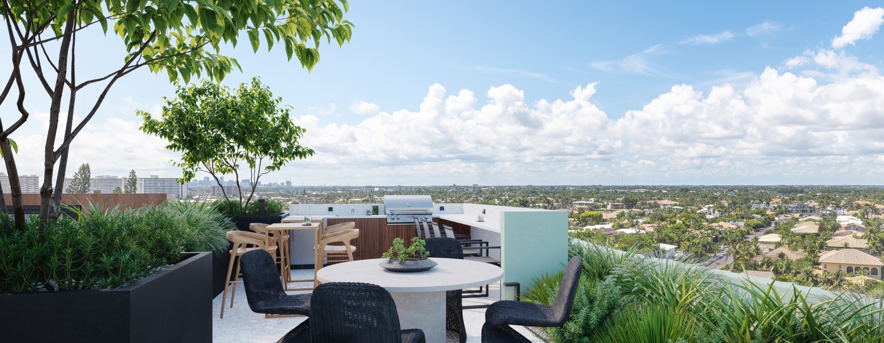 rooftop lounge overlooking the city